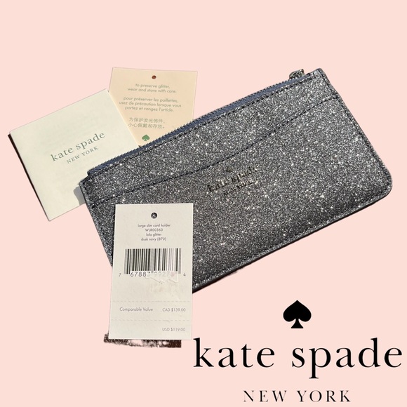 Kate Spade Glitter Large slim cardholder with zipper. - Picture 6 of 8